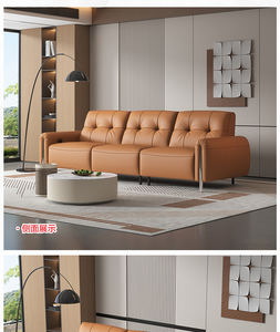 Juego de sofás reclinables de cuero rojo para sala de estar, sillón reclinable eléctrico. - Product Image 2