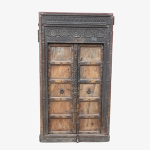 Paneles de Puerta de Madera Maciza Antiguos Tallados a Mano, Marco Moderno de Lujo para Dormitorio, Villa, Residencia, Comedor, Hogar - Product Image 1