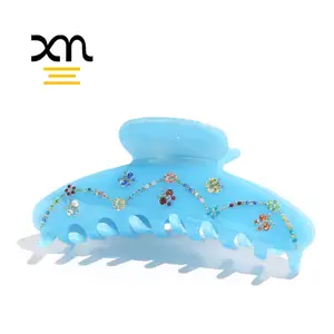 Big Huge Cellulose Acetate Baby Blue Hair Claw Clip For Women Large Claw Clip Butterfly Rhinestone Xl Hair Shark Claw Clip