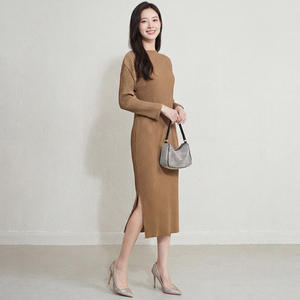 Vestido Maxi Plisado Ecológico de Tela Tejida PY para Mujer, Holgado, Casual, de Manga Larga, Estilo Coreano, Diseño de Moda, Venta al por Mayor en Línea - Product Image 3