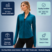 Veste légère et ajustée pour femme, couleur turquoise, protection solaire UPF 30, col montant, manches raglan avec passe-pouce, vente en gros, fabrication OEM