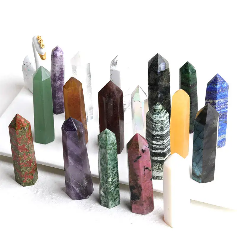 4-8cm Fabrik Großhandel Kristalle Punkt Rosenquarz Amethyst Fluorit Turm Natürliche Heilung Kristall Zauberstab für Meditation