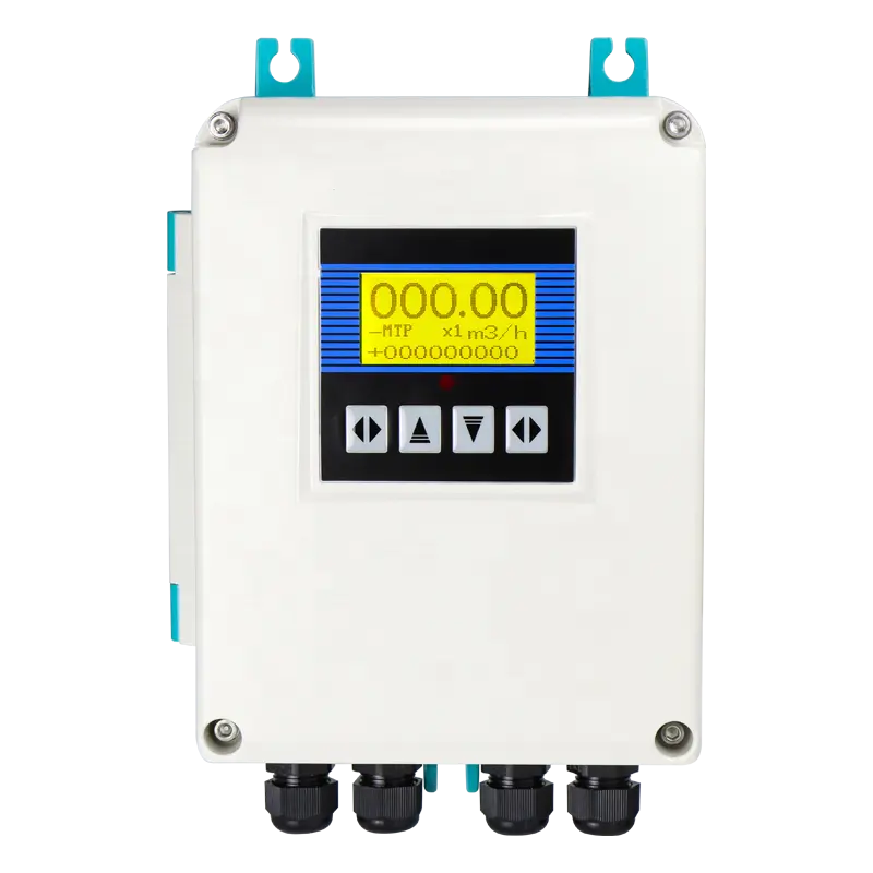 2024 medidor de fluxo eletromagnético com 4 botões internos separados, medidor de fluxo magnético condutor, conexão em flange, medidor de fluxo eletromagnético