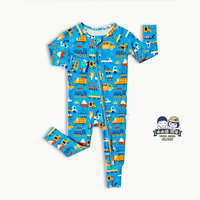 Pyjama Combinaison Bébé en Fibre de Bambou Bio à Imprimé Animal Personnalisé avec Logo, Fermeture Éclair Bidirectionnelle, ODM OEM, Collection Automne