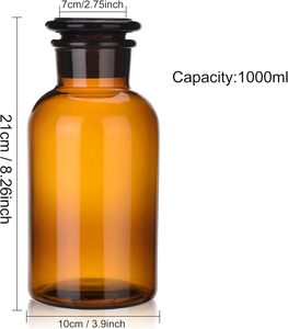 Bouteille en verre ambré vide, grande bouteille ambrée transparente à large ouverture, bouteille d'apothicaire 125 ml - Product Image 2