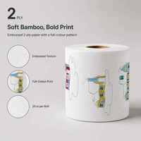 Papier toilette en bambou 2 plis 25m, rouleau de papier toilette imprimé sur mesure, vente en gros