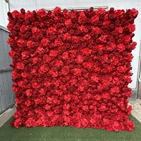 Dinding Bunga Simulasi Mawar Buatan Tangan dari Sutra Seri Merah Huatai untuk Latar Belakang Pernikahan, Lamaran, Hari Valentine, Hari Ibu