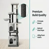 Arbre à chat moderne multi-niveaux avec griffoir et hamac pour grands chats