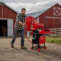 Broyeur à fourrage combiné haute efficacité à 9 lames, pulpeur de fourrage et broyeur à marteaux pour l'alimentation animale, machine de traitement de l'herbe sèche et humide