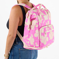 Sac à dos de voyage personnalisé en nylon Ripstop avec impression hawaïenne de fleurs d'hibiscus, fermeture éclair, imperméable, compartiment à chaussures