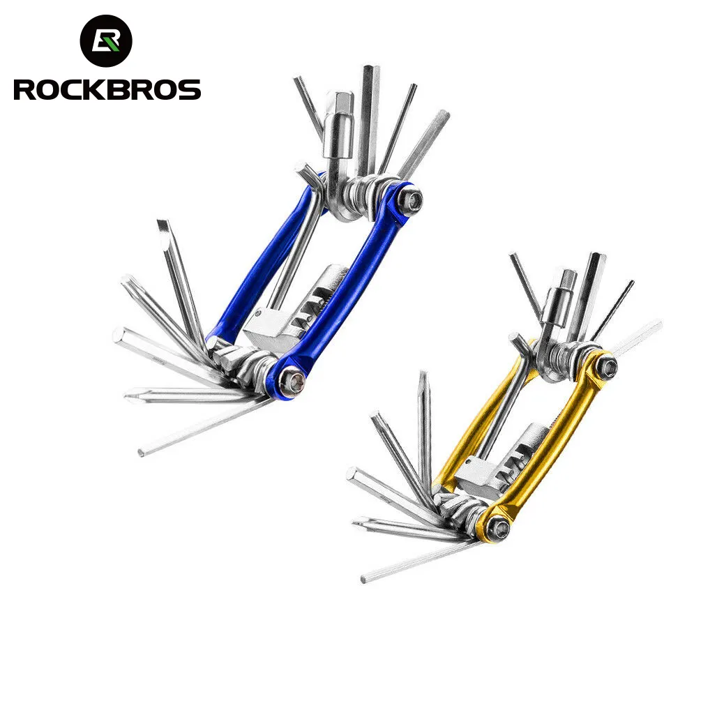 Rockbros conjunto de mini chave de fenda, conjunto de ferramenta de bolso para reparo de bicicleta, multifuncional, ferramenta dobrável para mountain bike e de estrada