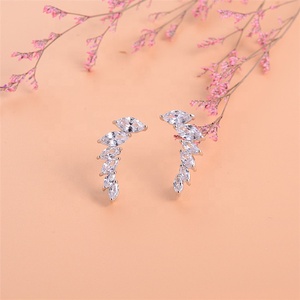 En gros haute qualité femmes bijoux en laiton plaqué rhodium <span class=keywords><strong>ange</strong></span> ailes micro incrustation zircon cubique boucles <span class=keywords><strong>d</strong></span>'oreilles - Product Image 5