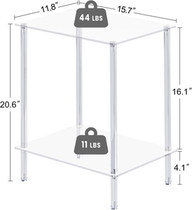 Hiện đại 2-Tier thân thiện với môi Tempered <span class=keywords><strong>Glass</strong></span> bảng bên 2-shelve nightstand Set đơn giản kệ trưng bày cho phòng ngủ phòng khách - Product Image 4