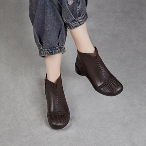 Nouvelles Bottes-Chaussons Légères pour Femmes Automne/Hiver 2025 – Style Marche, Chaussures en Cuir à Talon Carré, Fermeture Éclair Latérale, Semelle Extérieure en Caoutchouc - Product Image 3