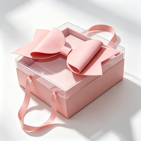 Boîte en carton pour la Saint-Valentin en gros, emballage floral avec couvercle transparent, emballage cadeau pour fleurs, personnalisable