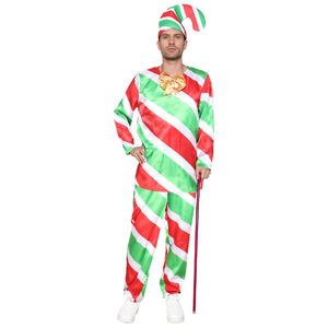 Costume d'elfe de Noël en forme de canne à sucre pour adulte, unisexe, en polyester, pour les fêtes de fin d'année - Product Image 4