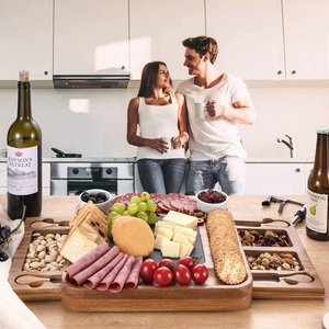 Table de queso vente en gros, plateau de service de <span class=keywords><strong>cuisine</strong></span>, plateau de fromage en <span class=keywords><strong>ardoise</strong></span> Extra Large, planche de confiserie en bois de qualité supérieure et ensemble de couteaux - Product Image 5