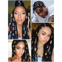Set Aksesoris Dreadlock, Perhiasan Rambut, Manik-manik, Cincin, Jepit untuk Kepang, Rambut Terpilin, Dekorasi Gaya Rambut DIY