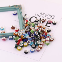 Perles intercalaires colorées à facettes, à grand trou, pour la confection de bracelets tressés, colliers et autres créations DIY