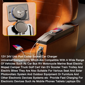 Chargeur de voiture au prix d'usine 48W 12V/24V, chargeur rapide USB double USB 3.0 avec port Type C, prise de charge - Product Image 3