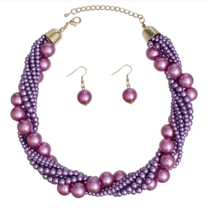 Conjunto de Joyería de Collar de Perlas Coloridas Personalizadas y Aretes Colgantes para Mujer, Accesorios de Fiesta, Baile de Graduación y Festival - Product Image 5