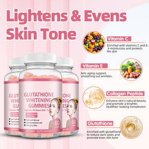 Gummies blanchissantes au glutathion DUOZI avec collagène et peptides, 60 unités, pour adultes, éclaircissement de la peau, anti-taches brunes, supplément anti-âge - Product Image 3