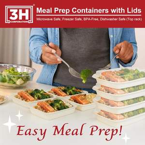 Contenants de préparation de repas réutilisables [lot de 150, 32 oz] Contenants alimentaires à emporter avec couvercles - Sans BPA, compatibles micro-ondes/lave-vaisselle/congélateur - Product Image 5