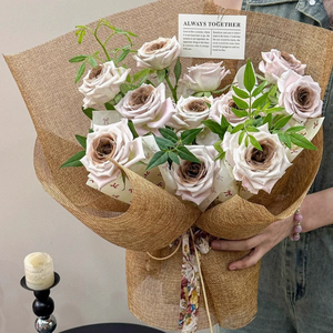 48CMX 5Y High Quality Eco-Friendly Light Brown Linen Fabric Flower <b>Wrapping</b> <b>Paper</b> Roll Mesh Bouquet for Wedding Christmas Gifts - Product Image 2