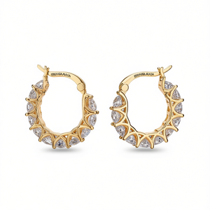 Orecchini a Cerchio Elena Alada in Oro 18K con Cristalli e Strass, Montatura a Griffe, Design Geometrico di Lusso per Uso Quotidiano Femminile - Product Image 1