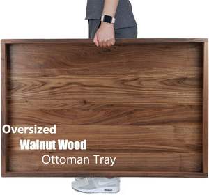 Bandeja Otomana Rectangular Extra Grande de Madera de Nogal Negro de 36 x 24 Pulgadas con Asas, Bandeja Decorativa Clásica de Madera para Servir Café - Product Image 5
