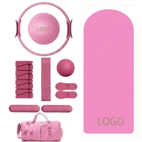 Kit de fitness personnalisé avec logo : ballon de yoga, anneau de Pilates, poids de cheville en silicone, bande de résistance pour étirements, kit de Pilates