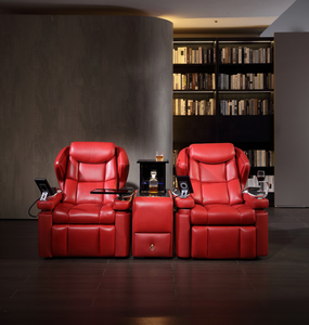 การออกแบบที่ไม่ซ้ํากันพักผ่อนวิลล่าห้องภาพยนตร์โซฟาเครื่องบินหรูหรา 2 <span class=keywords><strong>ที่นั่ง</strong></span>บ้านผู้เอนกายอัตโนมัติโรงละครที่นั่งชาร์จไร้สาย - Product Image 3