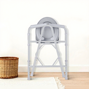KS Portable Commode <b>Chair</b> With <b>Round</b> Seat And Anti Slip Design For Elderly And Disabled Users Indoor Use White And Gray - Product Image 4