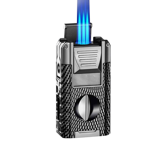 Vente en gros 5-en-1 Allume-cigare torche à trois flammes droites coupe-vent Allume-cigare avec logo personnalisé - Product Image 1