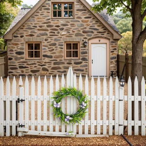 Spring Summer Artificial Lavender Wreath With Butterfly Ornaments Realistic Fake Floral Wreath For Home Wall And Courtyard Decor - Product Image 4
