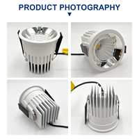 Spot encastré LED commercial CRI 90+ 9W-30W COB anti-éblouissement à bord étroit, plafonnier 3000K moderne pour usage hôtelier