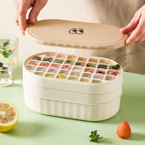 ถาดทำน้ำแข็งสีเบจ B-72 ชั้น 2 แช่แข็งเร็ว ง่ายต่อการแกะออก ปลอดสาร BPA พร้อมฝาปิด กล่องเก็บน้ำแข็งสำหรับใช้ในบ้าน เหมาะสำหรับงานปาร์ตี้ - Product Image 2