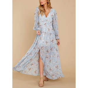 Robe décontractée en mousseline de soie pour femme, tenue de plage élégante, bohème, imprimé floral, à la mode, été - Product Image 6