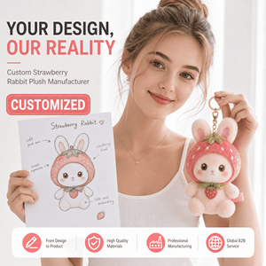 Fabricante de Llaveros de Peluche de Conejo <span class=keywords><strong>Fresa</strong></span> Personalizados OEM ODM, Venta al por Mayor de Colgantes de Animales de Peluche Suaves para Bolsos, Regalo Directo de Fábrica - Product Image 1