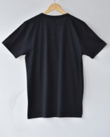 RTS hommes noir plaine t-shirt en gros bas prix polyester coton vierge coupe ajustée t-shirt à manches courtes t-shirt col en v