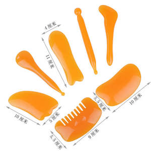Outil Gua Sha en résine de haute qualité, couleur miel et cire, masseur facial pour SPA - Product Image 5