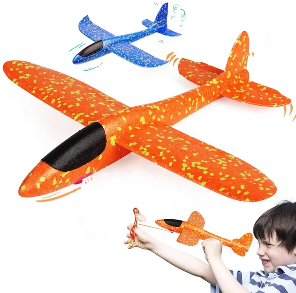 36/48cmキッズ投げグライダー飛行機おもちゃフライトモード耐久性のある航空機屋外スポーツゲーム楽しいスリングショットフォーム飛行機LED付き