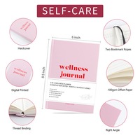 Agenda personnalisé rose pour femmes, format A5, journal quotidien de bien-être et de santé mentale