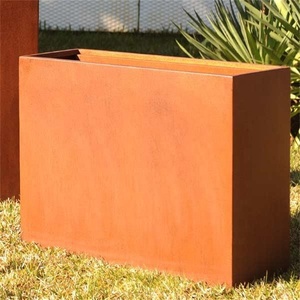Jardinière carrée haute en acier Corten au design moderne et écologique, avec patine de rouille, pour intérieur/extérieur, jardin domestique, pots de fleurs à poser ou suspendre - Product Image 5