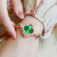 Montres Casual de Haute Qualité Entièrement en Cristal, Marques Célèbres, Montres à Quartz à Quatre Feuilles de Trèfle pour Femmes