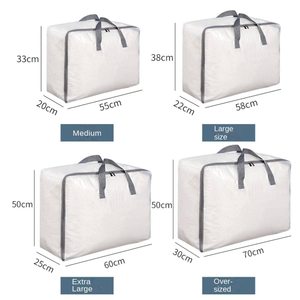 Thêm công suất lớn quần áo bộ đồ giường Comforter underbed lưu trữ Organizer rõ ràng lưu trữ túi với dây kéo - Product Image 2