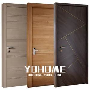 أبواب داخلية خشبية فردية بتصميمات إيطالية صلبة للبيع بالجملة من الصين شقق مصنعة من خشب الجوز باب غرفة النوم