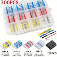 Kit de 300 connecteurs de fils à sertir - Connecteurs à bout isolés pour l'automobile et la marine, gaine thermorétractable, câblage électrique