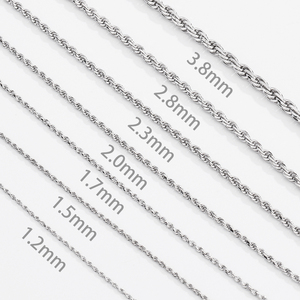 도매 925 스털링 실버 다이아몬드 컷 로프 체인 1.2mm 1.5mm 2mm 2.8mm 3.8mm 남녀 공용 목걸이 주얼리 - Product Image 1
