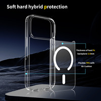 Coque de téléphone magnétique antichoc en TPU avec cadre en PC transparent anti-jaunissement pour iPhone 17 17 Pro 17 Pro Max Air 17